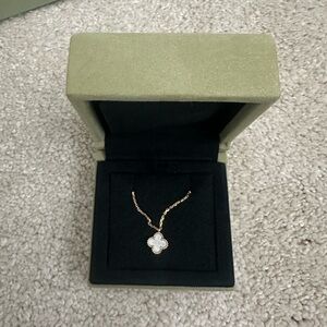 Van Cleef & Arpels Gold and White Clover Necklace